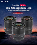 Lente VILTROX 13mm f1.4 para Sony E Fuji X Mount, abertura ampla de F1.4, foco automático, ultra grande angular, para câmeras APS-C e Vlogs.
