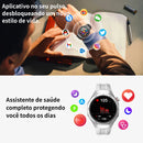 Relógio AURAFIT ENERGY 3 com chamadas sem fio, lembrete de chamadas, modo multiesportivo, rejeição de chamadas e lembrete de SMS para iPhone/Android.