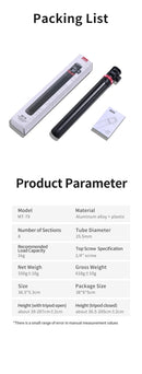 Tripé extensível Ulanzi MT-79 com parafuso de 1/4'' para câmera DSLR, luz de preenchimento para smartphone, microfone, tripé