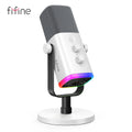 Microfone dinâmico FIFINE USB/XLR com controle RGB/entrada para fone de ouvido/mudo, microfone para jogos de PC, gravação e streaming AmpliGame-AM8
