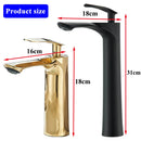 SHBSHAIMY Torneira de pia de banheiro quadrada moderna com núcleo de latão, torneira de água quente e fria, modelo alto/baixo, dourada, montada no deck