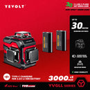 Nível a laser verde série YEVOLT YVGLL4XS, 3/4 planos, 12/16 linhas, autonivelante, 360 graus, 3D/4D, horizontal e vertical, 3,6 V, 3 Ah, ferramentas elétricas