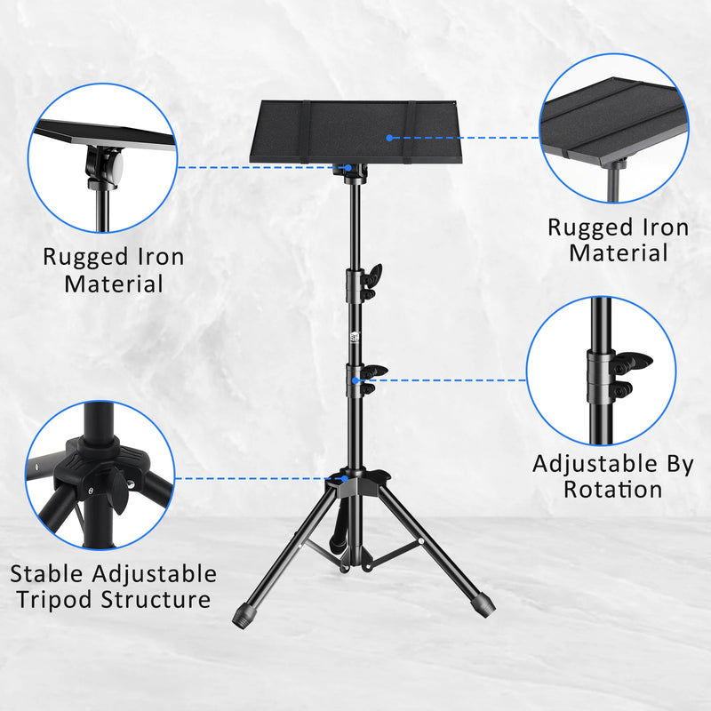 Tripé para projetor de 90/125/145 cm, tripé ajustável para laptop, altura de 18 a 40 polegadas, mesa de pé, suporte para microfone de computador ao ar livre