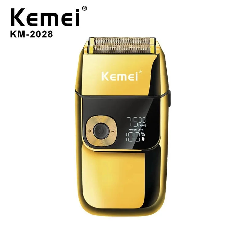 Barbeador e corta cabelo elétrico masculino com 3 velocidades, display LCD, corpo de metal e carregamento USB