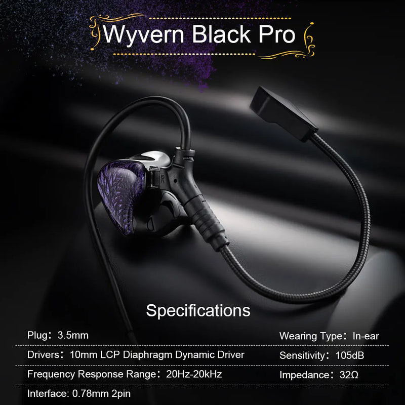 Fones de ouvido Kinera Celest Wyvern pretos com cabo e microfone, envio de IEMs brasileiros, fones de ouvido com fio Hi-Fi para jogos, para presente