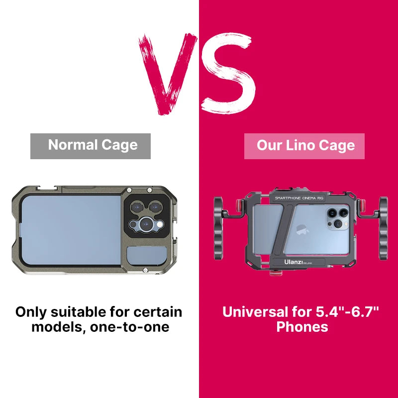 Suporte para celular Ulanzi Lino para vídeo e vlog, com alça para iPhone X de 5,4'' a 6,7'', 11, 12, 13, 14 Pro Max, Android, fotografia