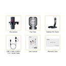 Microfone para jogos USB Comica Uni Pro com botão de cancelamento de ruído/RGB/balanço de ganho e microfone condensador para streaming de podcast