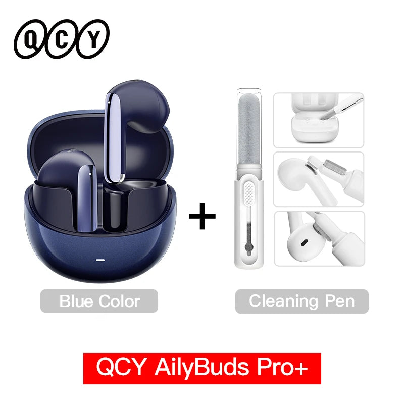 Fones de ouvido sem fio QCY HT10 AilyBuds Pro+ com cancelamento de ruído ativo (ANC), áudio de alta resolução com LDAC, Bluetooth 5.3, 6 microfones, IA para chamadas em HD e conexão multiponto.
