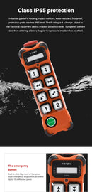 Controle remoto sem fio HENJEL H108 para guindaste de cauda de aeronave industrial com 8 teclas e velocidade única.