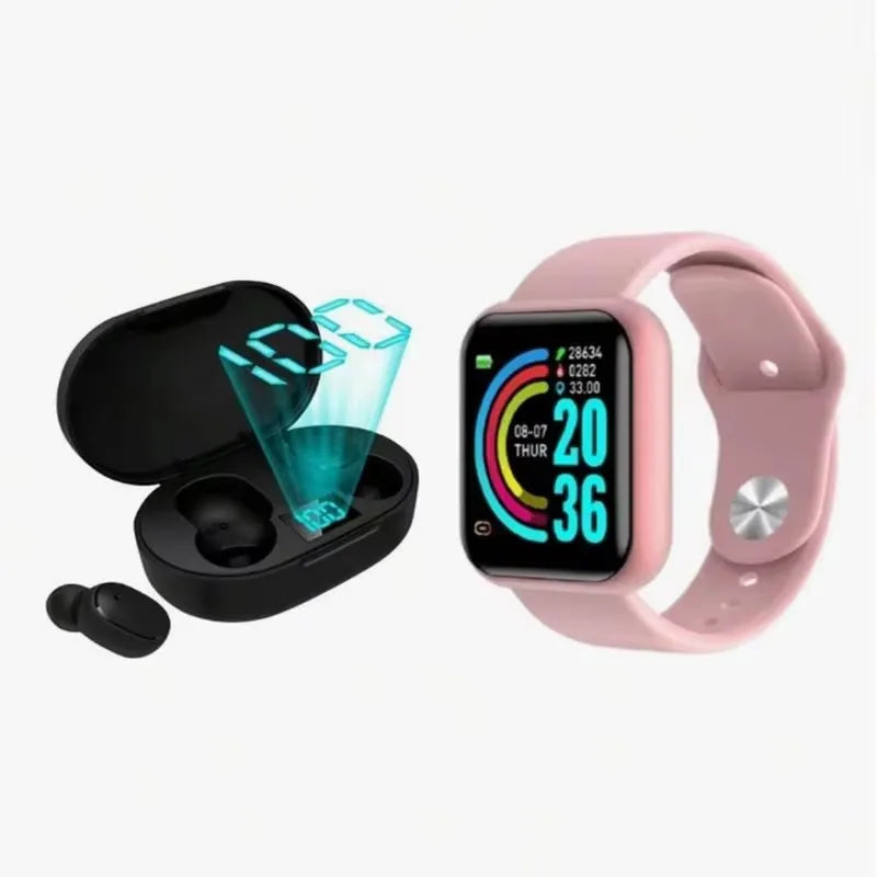 Kit Fones de ouvido sem fio e Relógio Smart Watch para homens e mulheres Atender chamadas telefônicas