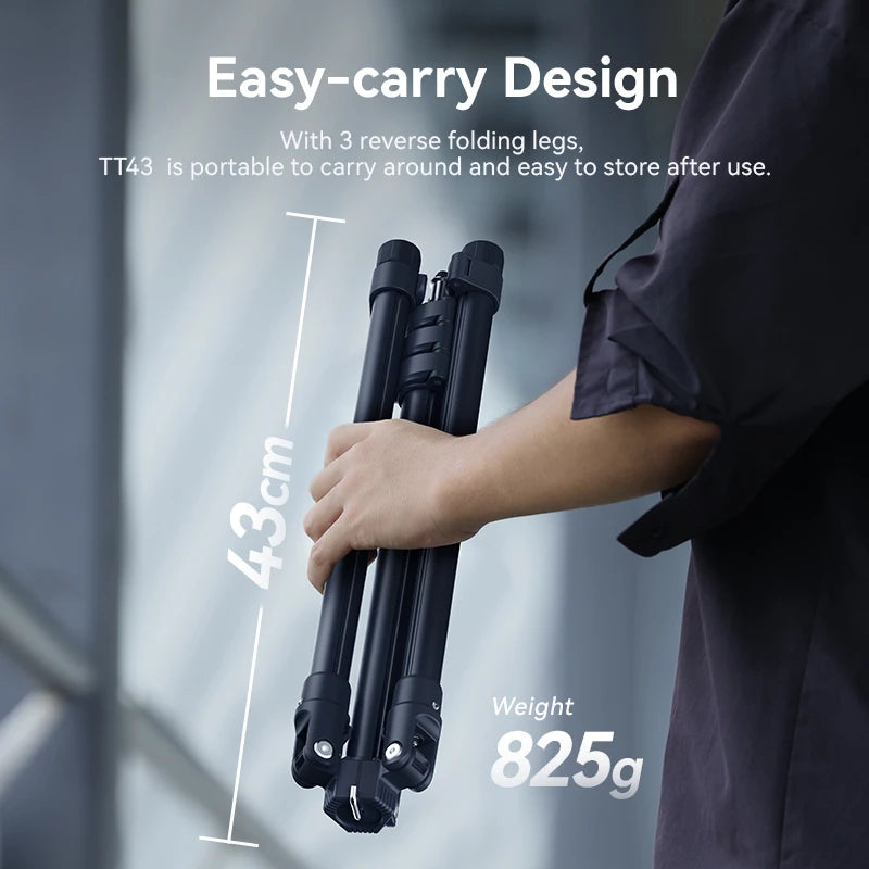 Ulanzi TT43 Tripé portátil ajustável, suporte reversível para luz de preenchimento, caixa macia, luz COB de 40 W com parafuso de 1/4''