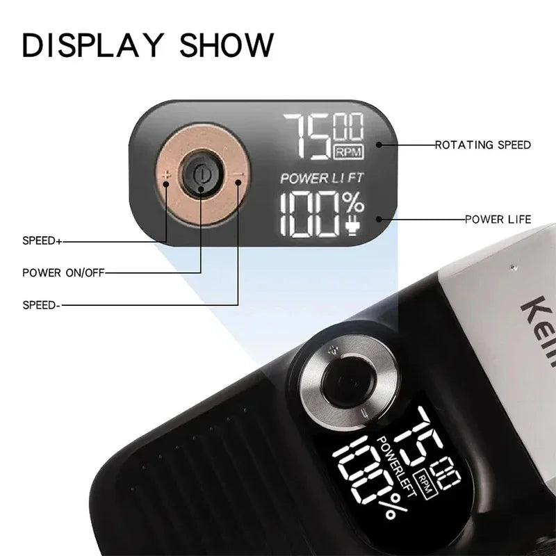 Barbeador e cortar cabelo elétrico masculino profissional, tela LCD e Recarregável por USB