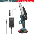 Motosserra elétrica sem fio de 21 V e 6 polegadas, bateria de lítio recarregável, motosserra elétrica para rachar madeira, ferramentas para trabalhar madeira com uma mão