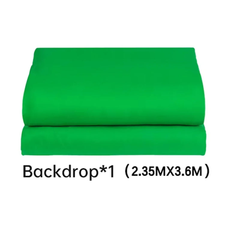 Cenário de tela verde Chromakey grande portátil com suporte para fotografia, sistema de suporte para gravação de vídeo e foto 240x400 cm