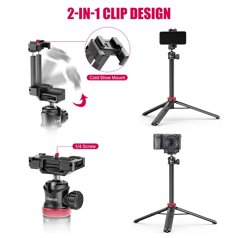 Ulanzi MT-44 Tripé extensível para selfies e vlogs com suporte para celular, câmera DSLR, vídeo, vlog e transmissão ao vivo