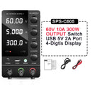 Fonte de alimentação KUAIQU DC 30V 10A, fonte de alimentação de bancada DC regulada por comutação ajustável, 12V 24V 48V 60V 120V, carregamento inteligente