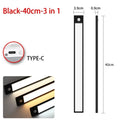 Luz noturna LED com sensor de movimento 20/30/40/60 cm, sem fio, USB, para armário, luz noturna, lâmpada para guarda-roupa, cozinha, armário, quarto