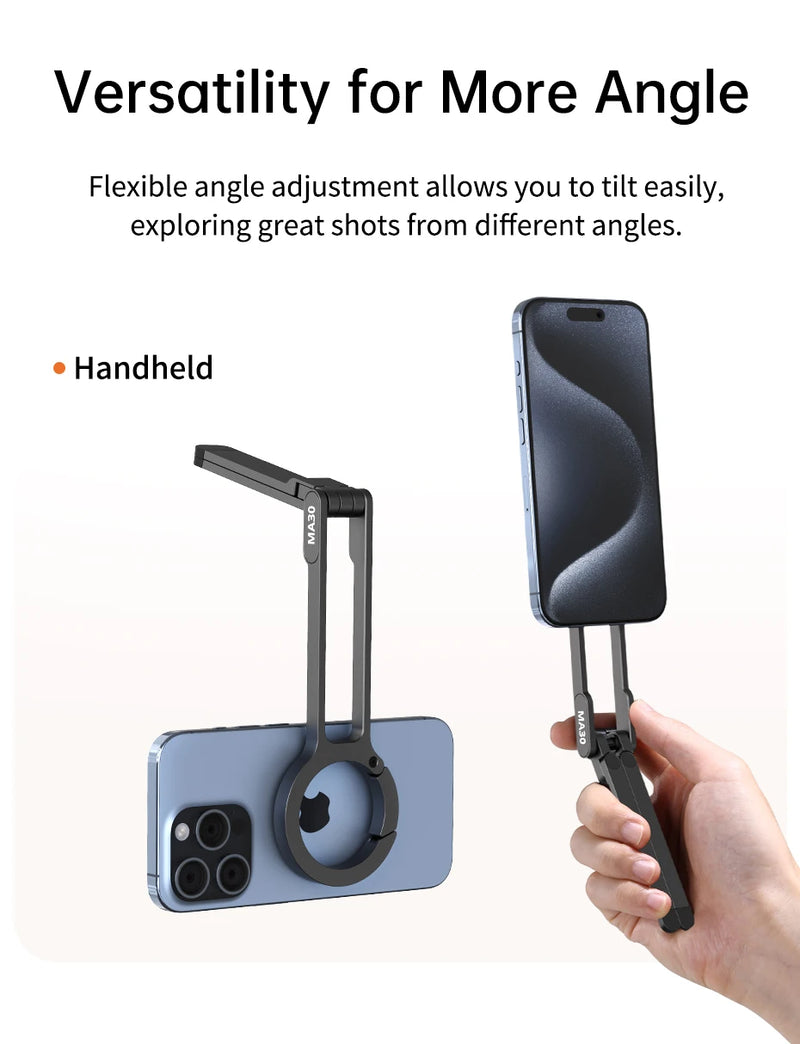 Ulanzi MA30 Magsafe Phone Tripod Dual-sided Magnetic Phone Holder Phone Stand for Iphone 16 15 Outdoor Travel Vlog LiveStreaming