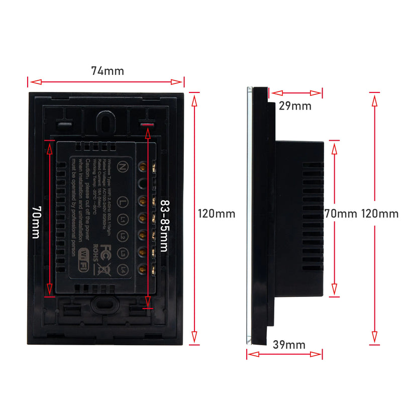 Interruptor Inteligente Tuya Compatível Alexa, Smart Switch com Neutro, APP e WiFi por Toque,