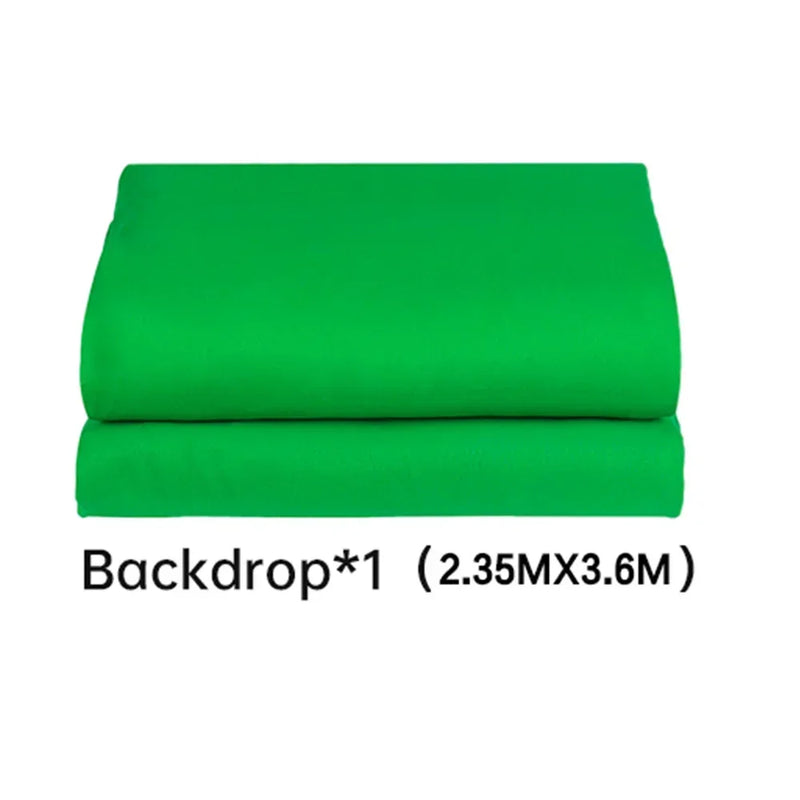 Cenário de tela verde Chromakey grande portátil com suporte para fotografia, sistema de suporte para gravação de vídeo e foto 240x400 cm