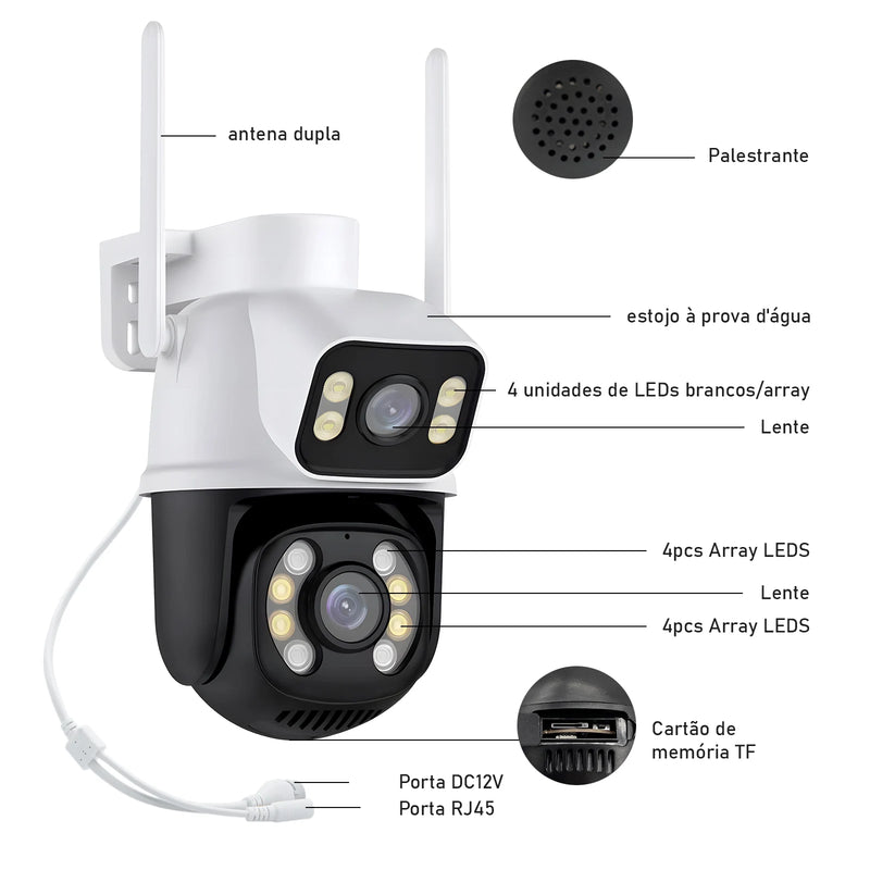 Câmera de segurança Wi-Fi 6MP e 4K inteligentes 360 Bluetooth