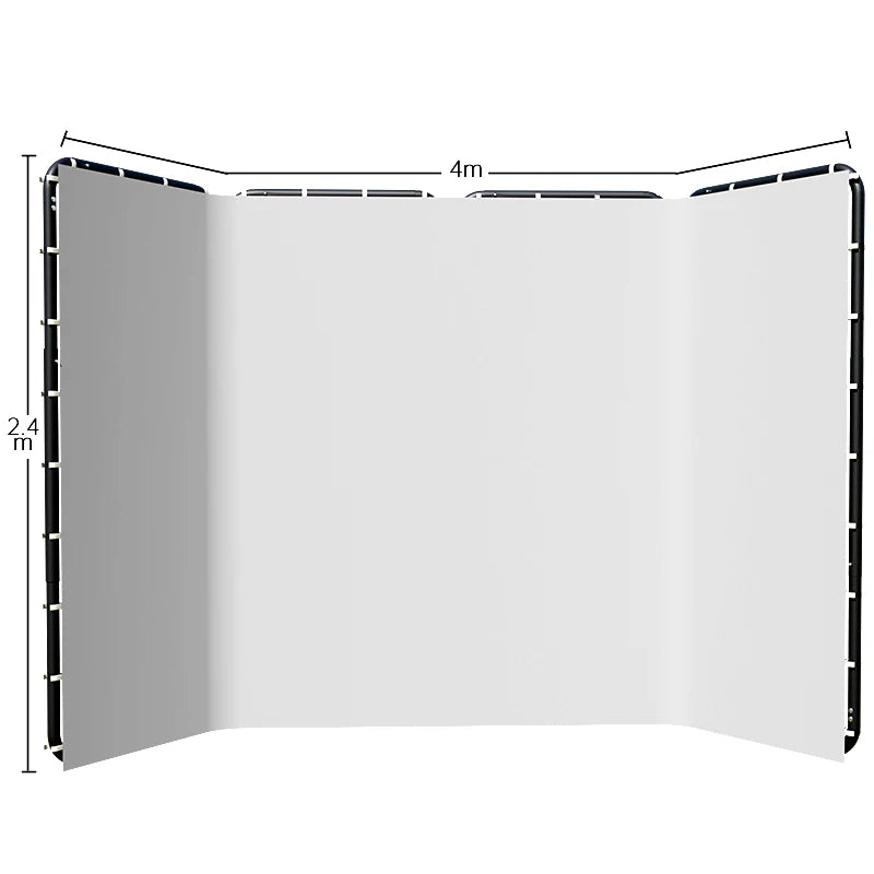 Cenário de tela verde Chromakey grande portátil com suporte para fotografia, sistema de suporte para gravação de vídeo e foto 240x400 cm