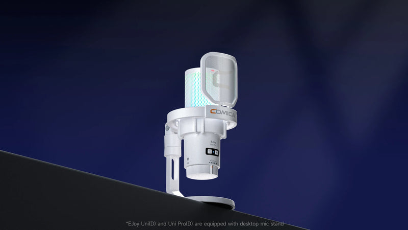 Microfone para jogos USB Comica Uni Pro com botão de cancelamento de ruído/RGB/balanço de ganho e microfone condensador para streaming de podcast