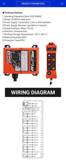 Controle remoto industrial à prova d'água e resistente à poeira para guindaste HENJEL H208 com interruptor de dupla velocidade e controle remoto sem fio de 12 V/24 V CC.