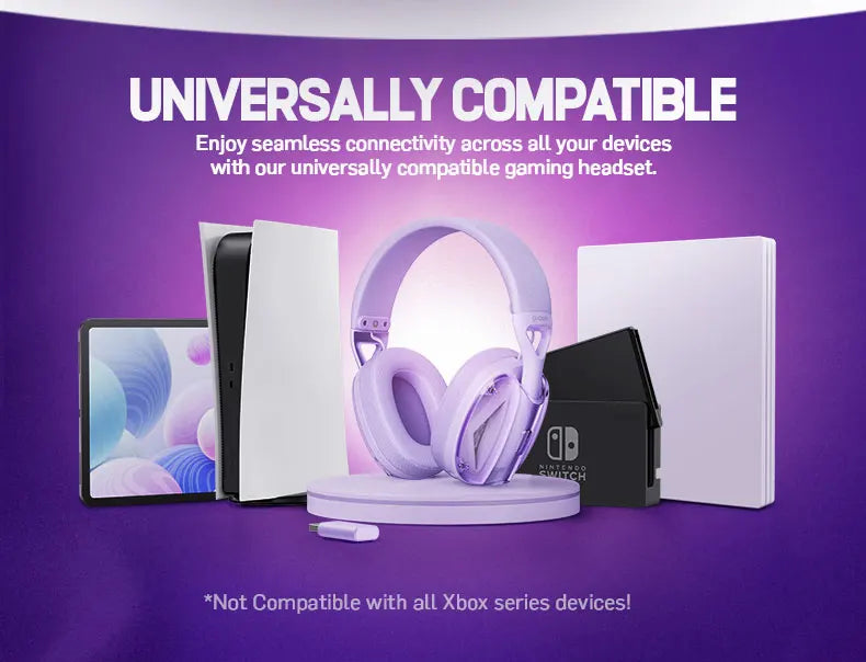 Fone de ouvido sem fio para jogos Picun G1 2,4 GHz, som surround 3D, áudio espacial, microfone ENC HD, fones de ouvido leves para jogadores, PS5, PC e telefone