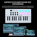 Controlador de teclado MIDI USB M-VAVE com 25 teclas, 8 pads de bateria retroiluminados, 8 knobs e 2 touch strips. Instrumentos musicais para teclado.
