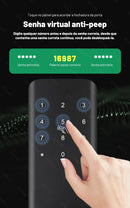Fechadura eletrônica inteligente com impressão digital biométrica, cartão inteligente, senha, chave, desbloqueio, USB, sem aplicativo, trava de carga de emergência para casa