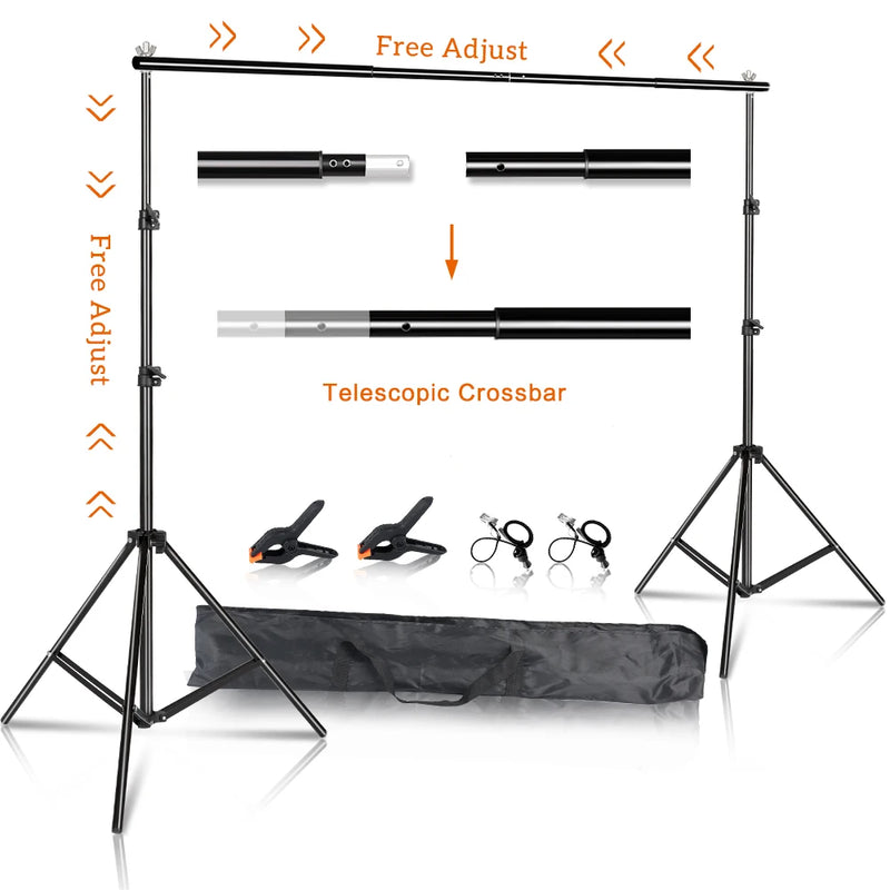 SH Fotografia Fundo Suporte de Fundo Kit de Suporte de Tela de Quadro com Estojo de Transporte para Estúdio de Fotografia e Vídeo de Musselina