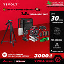 Nível a laser verde série YEVOLT YVGLL4XS, 3/4 planos, 12/16 linhas, autonivelante, 360 graus, 3D/4D, horizontal e vertical, 3,6 V, 3 Ah, ferramentas elétricas