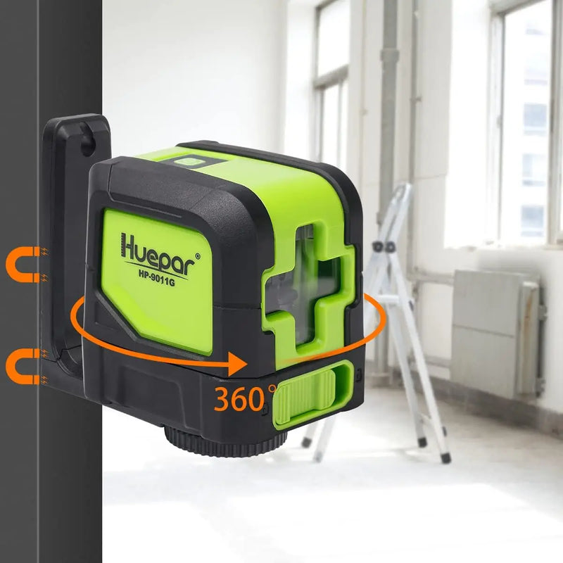Huepar 2 Linhas Laser Nível Autonivelante (4 graus) Laser de Feixe Verde Vermelho Horizontal e Vertical Linha Cruzada com Base Magnética