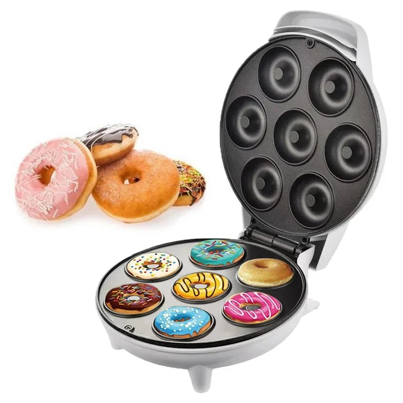 Mini máquina elétrica para fazer donuts e rosquinhas com 7 furos nas voltagens 110V e 220V com potencia de 1200W, utensílio de cozinha, Confeitaria, Culinária e doceria