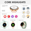 Relógio inteligente feminino AURAFIT, ideal para presentear mulheres. Tela sensível ao toque completa, perfeito para esportes e fitness, com chamadas Bluetooth.