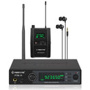 Sistema sem fio PTM-10 para monitoramento intra-auricular, com transmissor de áudio estéreo UHF e receptor de corpo 900MHz/500MHz, em metal Phenyx pro.