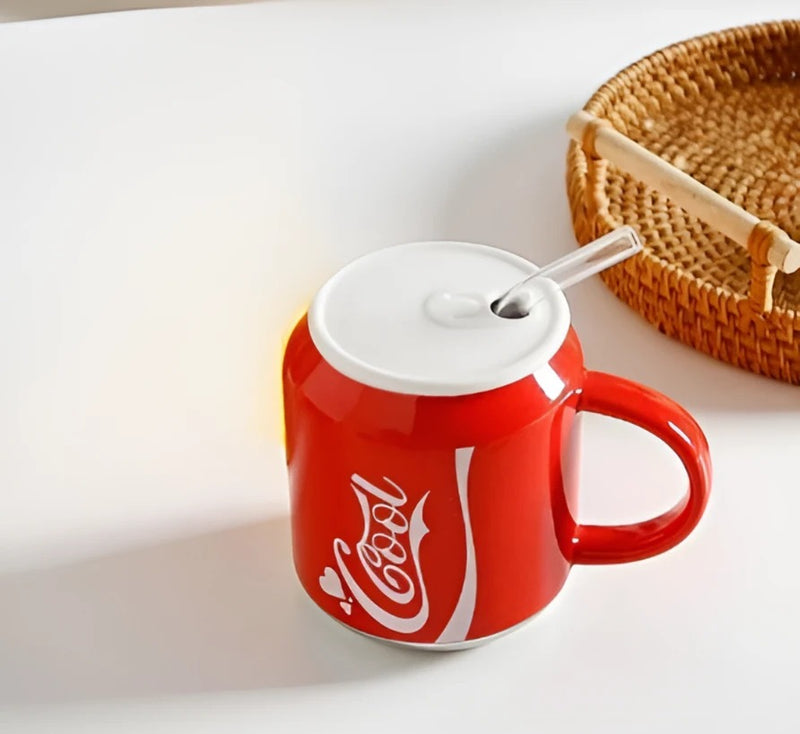Copo Térmico Versátil de Cerâmica Moderno de 380ml com Tampa e Canudo