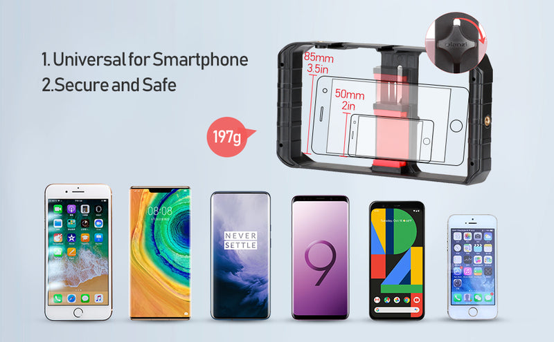 Ulanzi Smartphone Cage Filmmaking Case Small U Rig Hand Grip Phone Video Stabilizer com Cold Mount para iPhone 13 14 15 Android