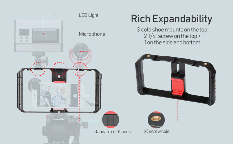 Ulanzi Smartphone Cage Filmmaking Case Small U Rig Hand Grip Phone Video Stabilizer com Cold Mount para iPhone 13 14 15 Android